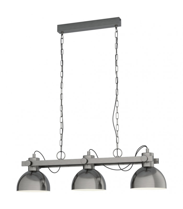 Lubenham 3 Lamp Straight Bar Pendant Ceiling Light Nickel-Antique Creme