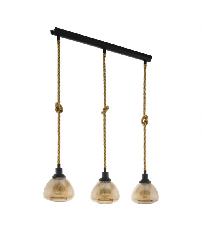 Rampside 3 Lamp Straight Bar Pendant Ceiling Light Black