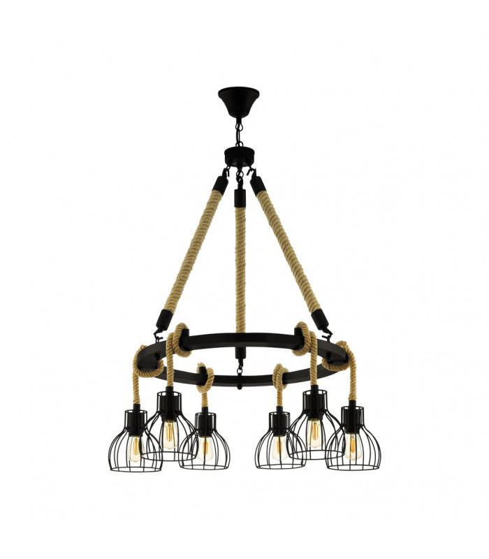 Rampside 6 Lamp Cluster Pendant Ceiling Light Black-1