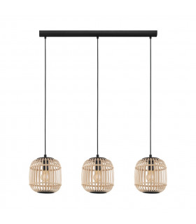 Bordesley 3 Lamp Straight Bar Pendant Ceiling Light Black