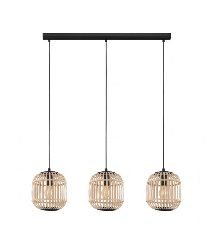 Bordesley 3 Lamp Straight Bar Pendant Ceiling Light Black