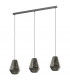Chiavica 3 Lamp Straight Bar Pendant Ceiling Light Nickel-Nero