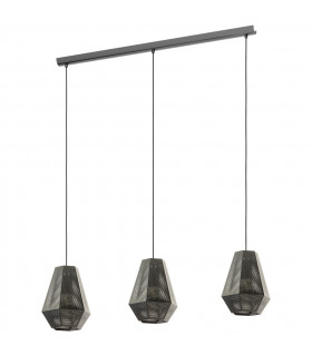 Chiavica 3 Lamp Straight Bar Pendant Ceiling Light Nickel-Nero