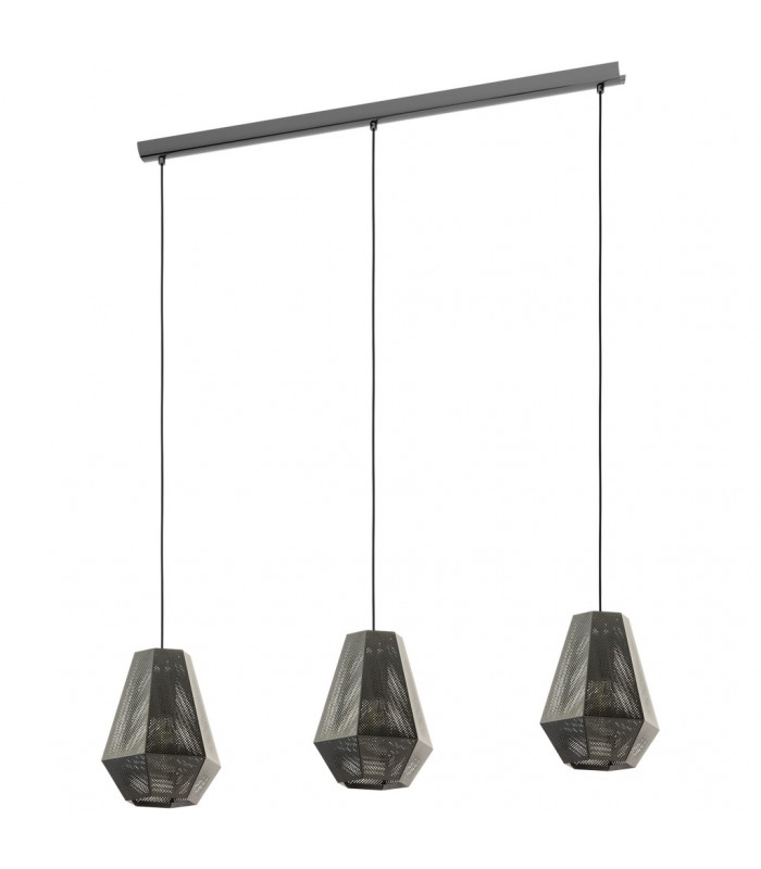 Chiavica 3 Lamp Straight Bar Pendant Ceiling Light Nickel-Nero
