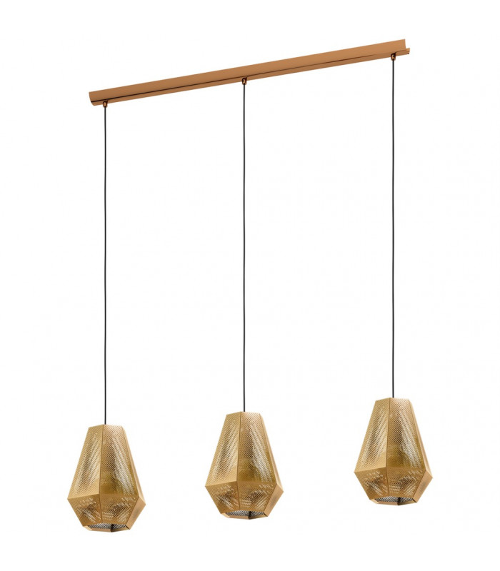 Chiavica 3 Lamp Straight Bar Pendant Ceiling Light Brass-1