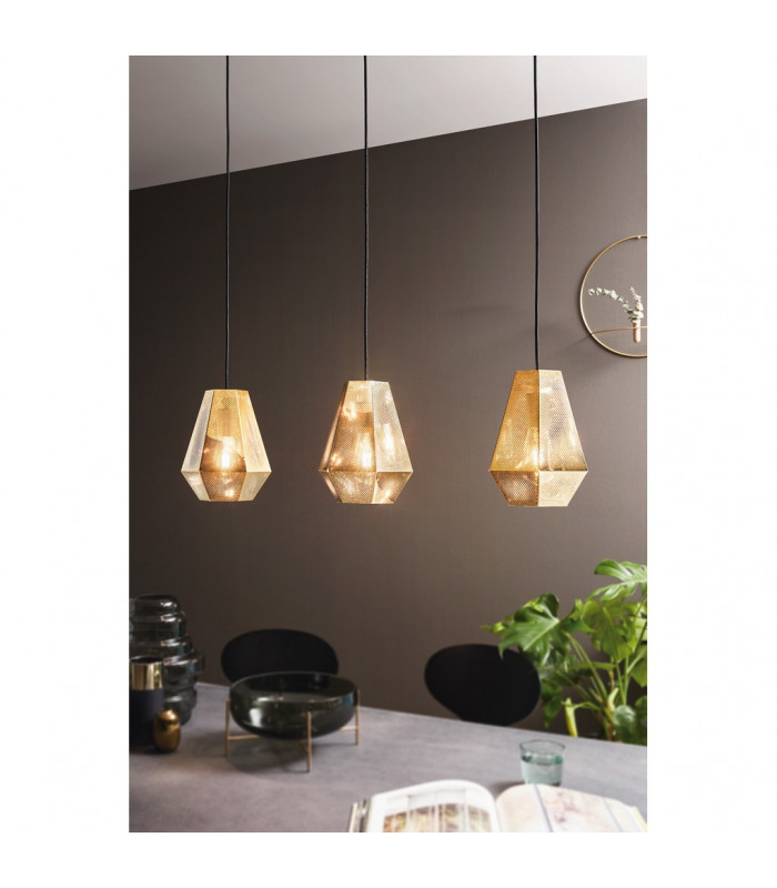 Chiavica 3 Lamp Straight Bar Pendant Ceiling Light Brass-2