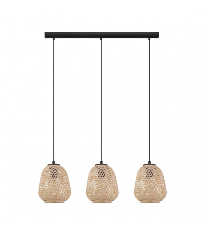 Dembleby 3 Lamp Straight Bar Pendant Ceiling Light Black