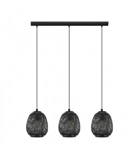 Dembleby 3 Lamp Straight Bar Pendant Ceiling Light Black