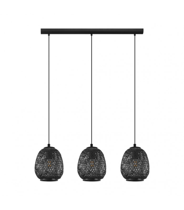 Dembleby 3 Lamp Straight Bar Pendant Ceiling Light Black
