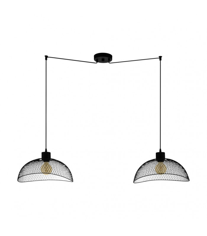 Pompeya 2 Lamp Straight Bar Pendant Ceiling Light Black