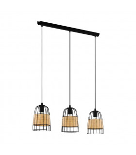 Anwick 3 Lamp Straight Bar Pendant Ceiling Light Black