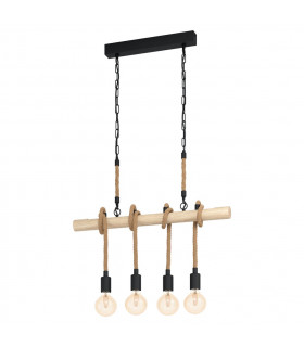 Youngstown 4 Lamp Straight Bar Pendant Ceiling Light Black Brown-1