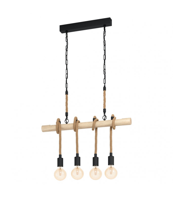Youngstown 4 Lamp Straight Bar Pendant Ceiling Light Black Brown-1
