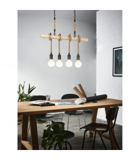 Youngstown 4 Lamp Straight Bar Pendant Ceiling Light Black Brown-2