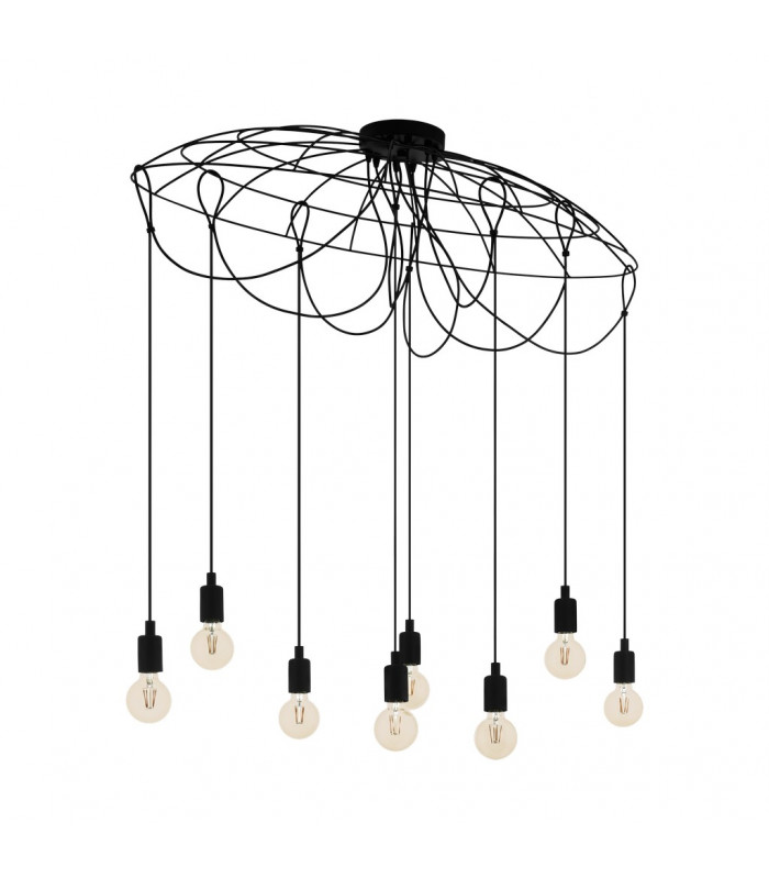 Hogsmill 8 Lamp Cluster Pendant Ceiling Light Black-1