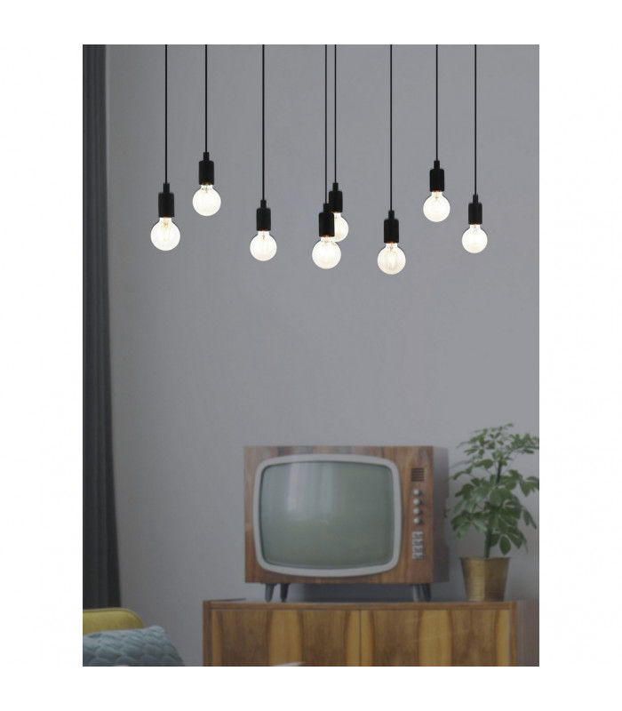 Hogsmill 8 Lamp Cluster Pendant Ceiling Light Black-2