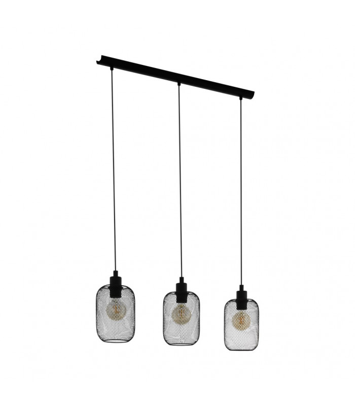 Wrington 3 Lamp Straight Bar Pendant Ceiling Light Black-1