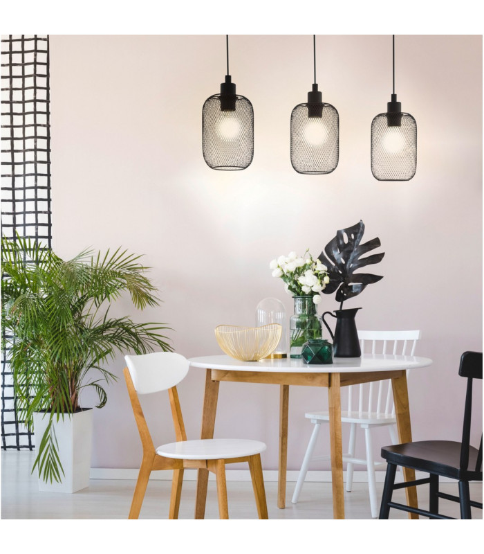 Wrington 3 Lamp Straight Bar Pendant Ceiling Light Black-2