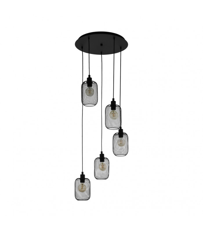 Wrington 5 Lamp Cluster Pendant Ceiling Light Black