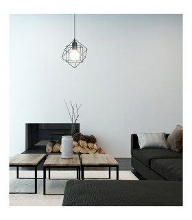 Straiton Wire Frame Pendant Ceiling Light Black-2