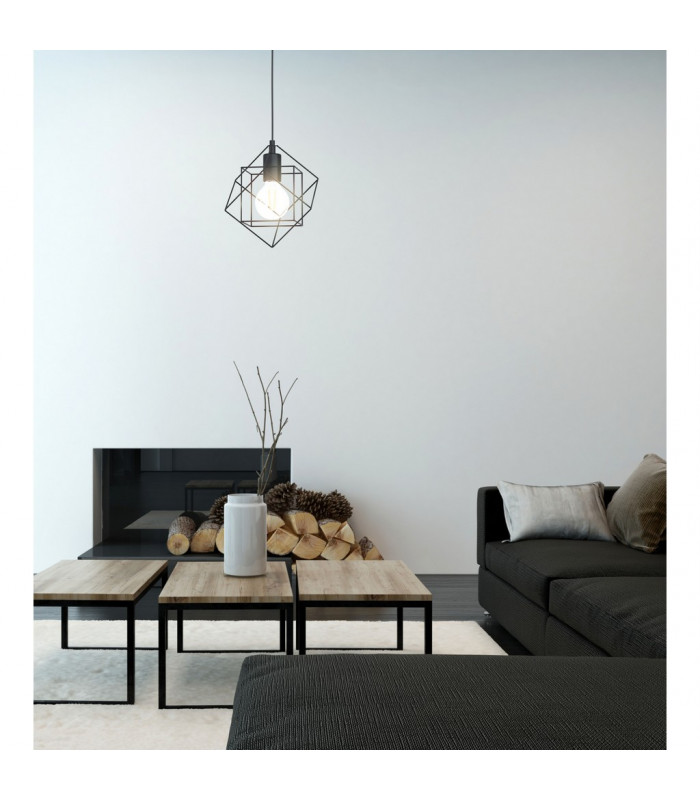 Straiton Wire Frame Pendant Ceiling Light Black-2