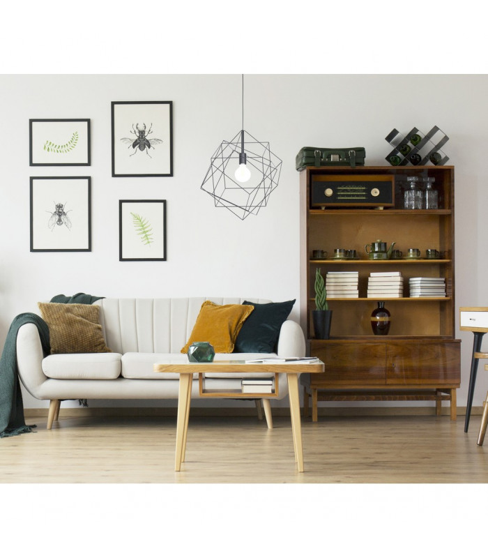 Straiton Wire Frame Pendant Ceiling Light Black-2