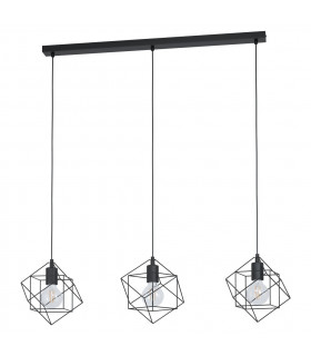 Straiton 3 Lamp Straight Bar Pendant Ceiling Light Black