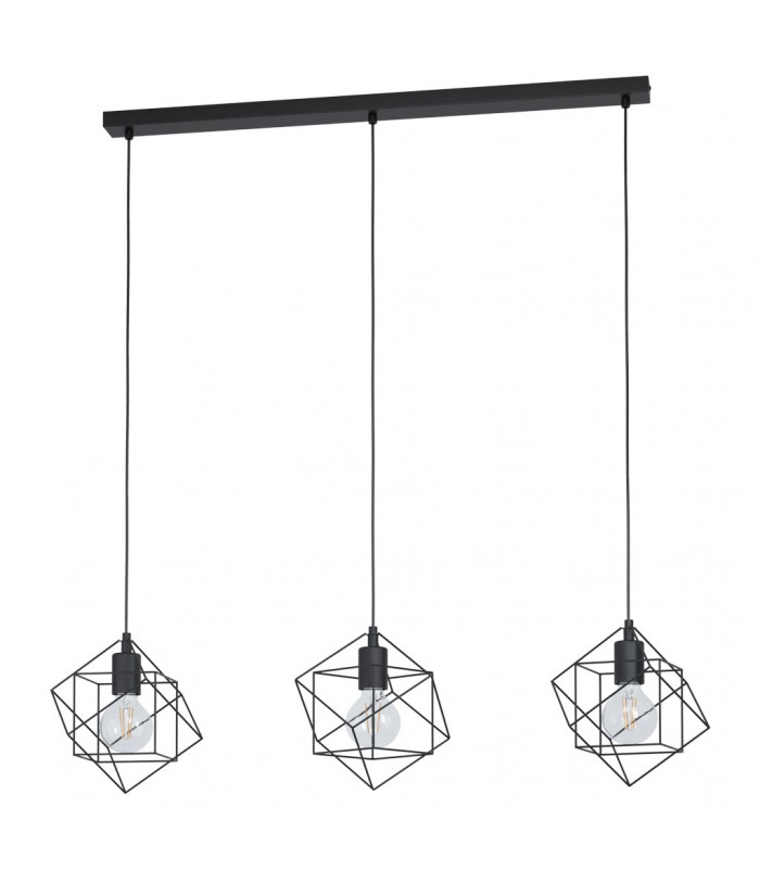 Straiton 3 Lamp Straight Bar Pendant Ceiling Light Black