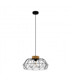 Padstow Wire Frame Pendant Ceiling Light Black Natural