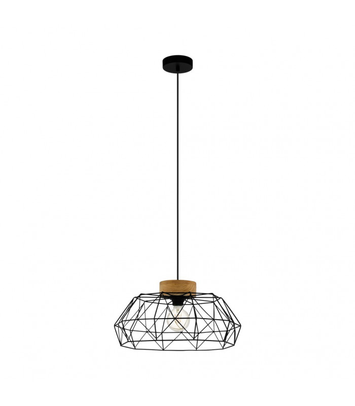 Padstow Wire Frame Pendant Ceiling Light Black Natural