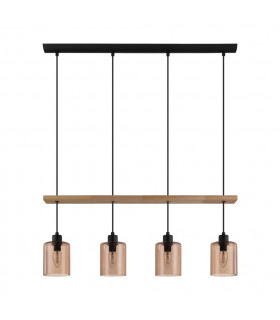 Coolmont 4 Lamp Straight Bar Pendant Ceiling Light Black Natural-1