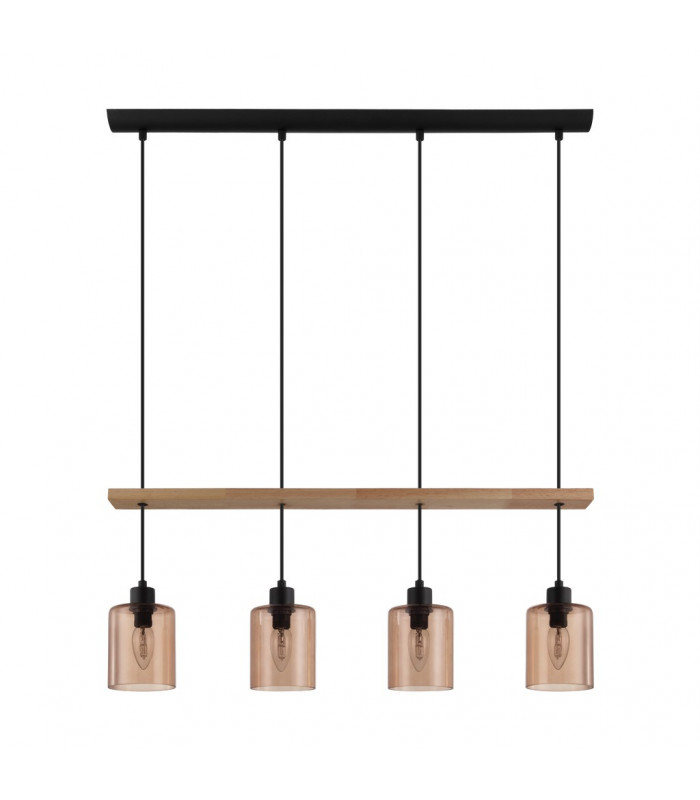 Coolmont 4 Lamp Straight Bar Pendant Ceiling Light Black Natural-1