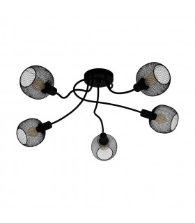 Wrington 5 Lamp Multi Arm Semi Flush Ceiling Light Black