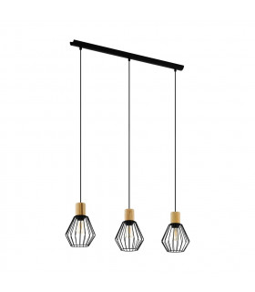 Palmorla 3 Lamp Straight Bar Pendant Ceiling Light Black Brown-1