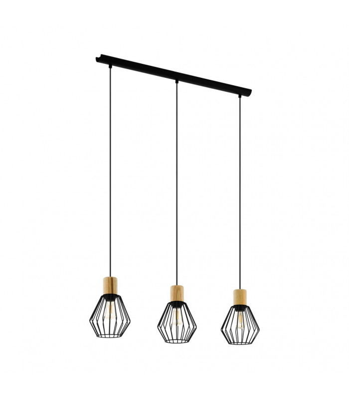 Palmorla 3 Lamp Straight Bar Pendant Ceiling Light Black Brown-1
