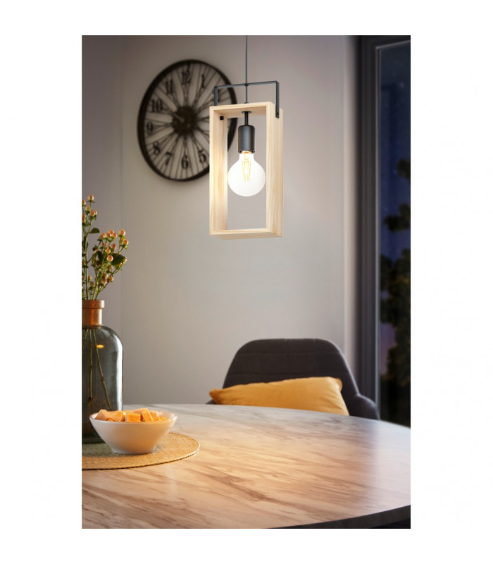 Famborough Slim Pendant Ceiling Light Black Natural-2
