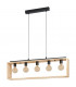 Famborough 5 Lamp Straight Bar Pendant Ceiling Light Black Natural-1
