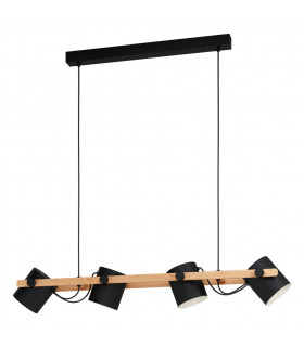 Hornwood 4 Lamp Straight Bar Pendant Ceiling Light Black Creme