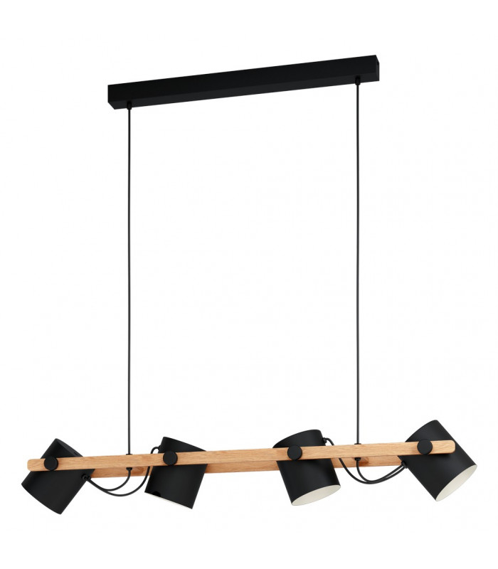 Hornwood 4 Lamp Straight Bar Pendant Ceiling Light Black Creme