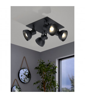 Barnstaple 4 Lamp Spotlight Clusters Black-2