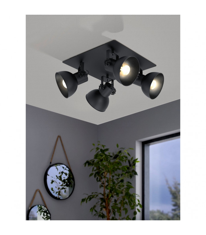 Barnstaple 4 Lamp Spotlight Clusters Black-2