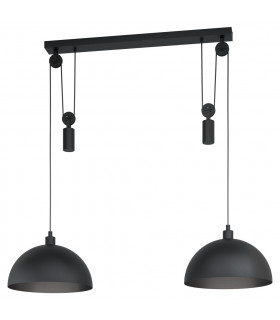 Winkworth 2 Lamp Straight Bar Pendant Ceiling Light Black