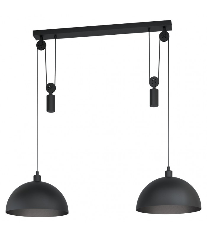 Winkworth 2 Lamp Straight Bar Pendant Ceiling Light Black