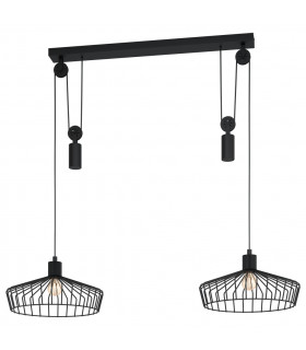 Winkworth 2 Lamp Straight Bar Pendant Ceiling Light Black-1