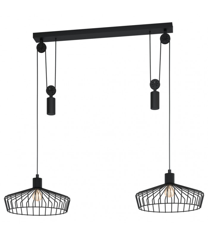 Winkworth 2 Lamp Straight Bar Pendant Ceiling Light Black-1