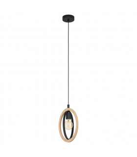 Basildon Slim Pendant Ceiling Light Black Brown-1