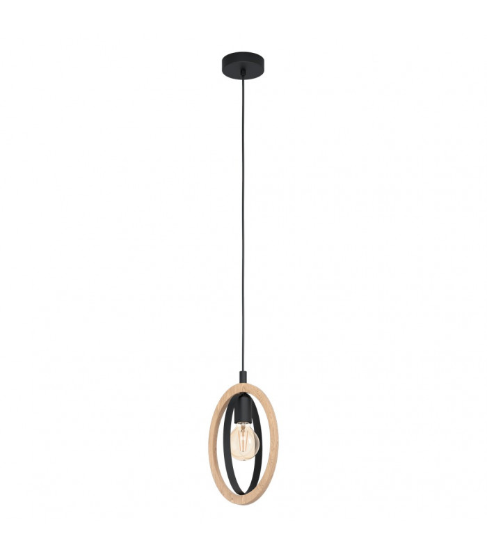 Basildon Slim Pendant Ceiling Light Black Brown-1