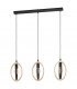 Basildon 3 Lamp Straight Bar Pendant Ceiling Light Black Brown