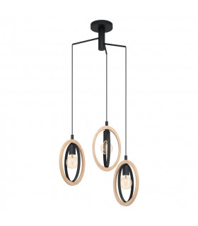 Basildon 3 Lamp Cluster Pendant Ceiling Light Black Brown