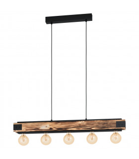 Layham 5 Lamp Straight Bar Pendant Ceiling Light Brown Black-1